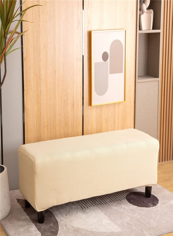 Cornasee غطاء عثماني مطاطي مستطيل الشكل من كورناسي، غطاء قابل للإزالة لمسند القدمين، غطاء تخزين، واقي أثاث، تصميم عصري (بيج، كبير جدًا) - Image 3